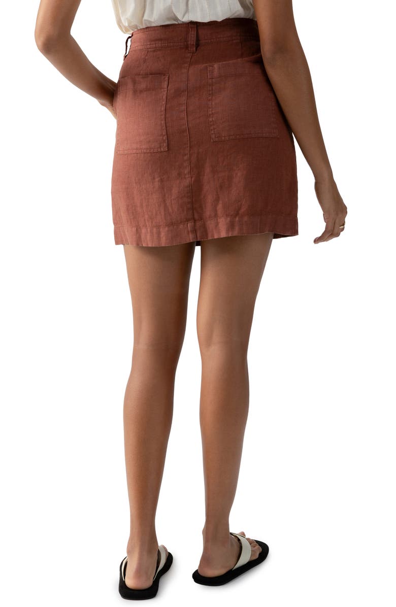 Sanctuary Patch Pocket Linen Miniskirt, Alternate, color, Rich Clay