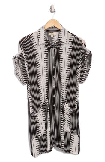 Shop Elan Geoemtric Cover-up Romper In Black/white Kenya