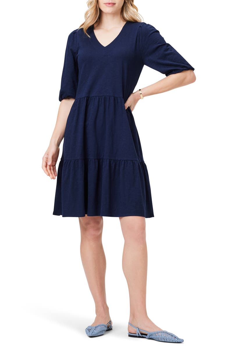 NZT by NIC+ZOE Elbow Sleeve Tiered Dress, Main, color,