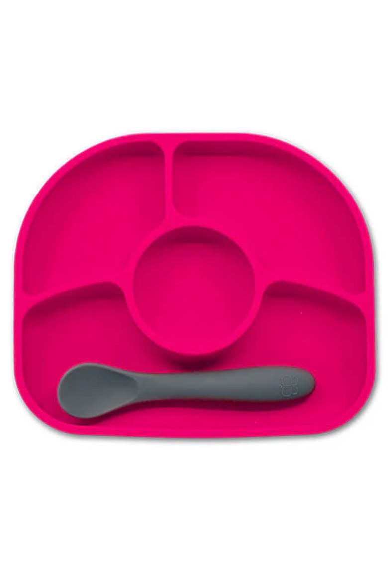 Yumi Silicone Plate & Spoon Set, Main, color, Pink