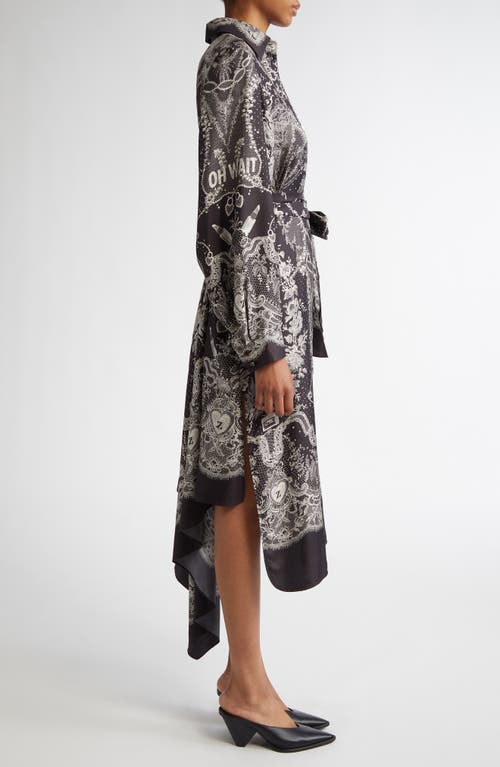 Zimmermann Locket Print Belted Silk Shirtdress In Black Locket