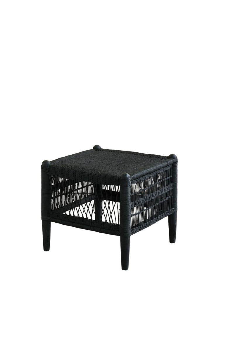 kanju Interiors Malawi Cane Stool, Main, color, Black