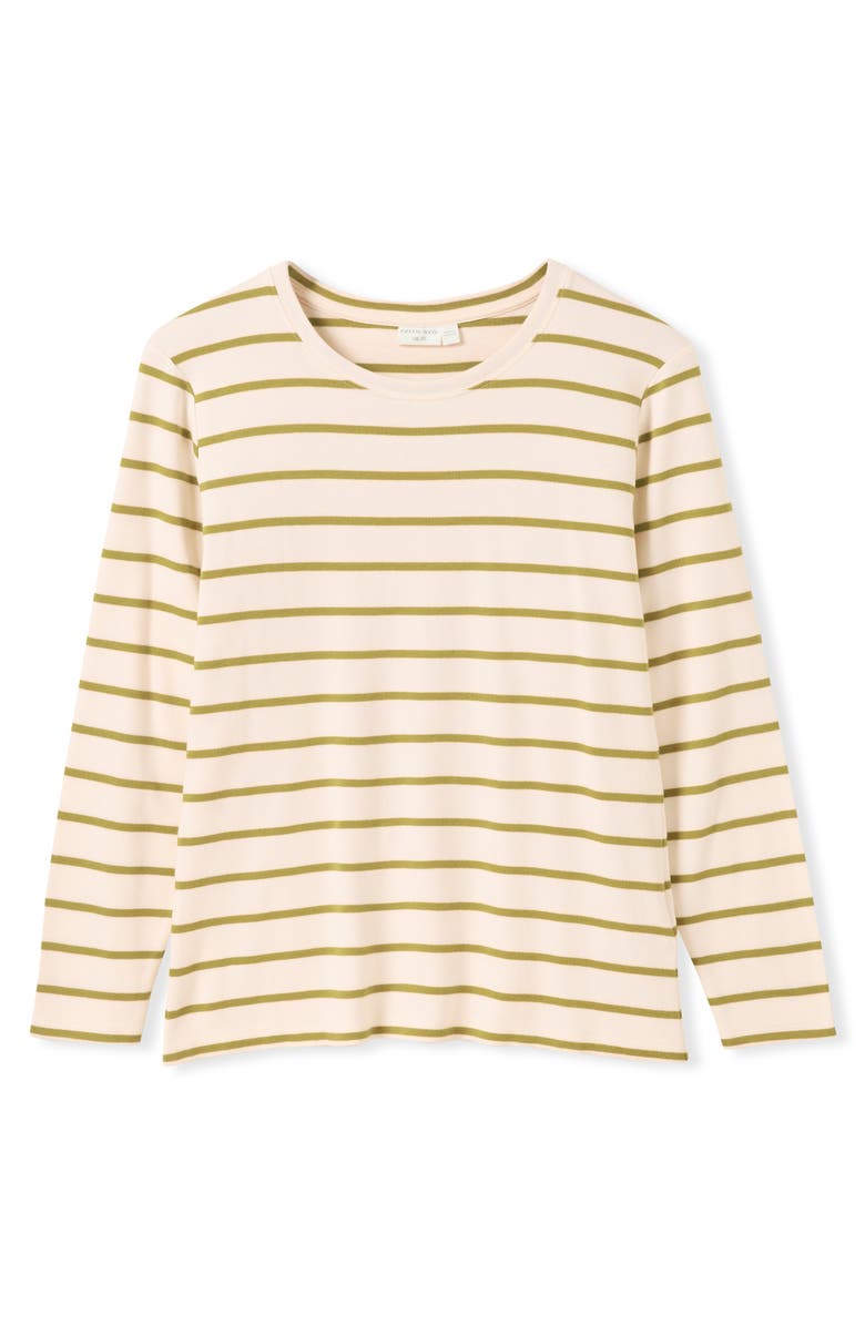 Celtic & Co. Striped Long Sleeve Crew Neck T-Shirt, Main, color, Chalk / Green Ochre
