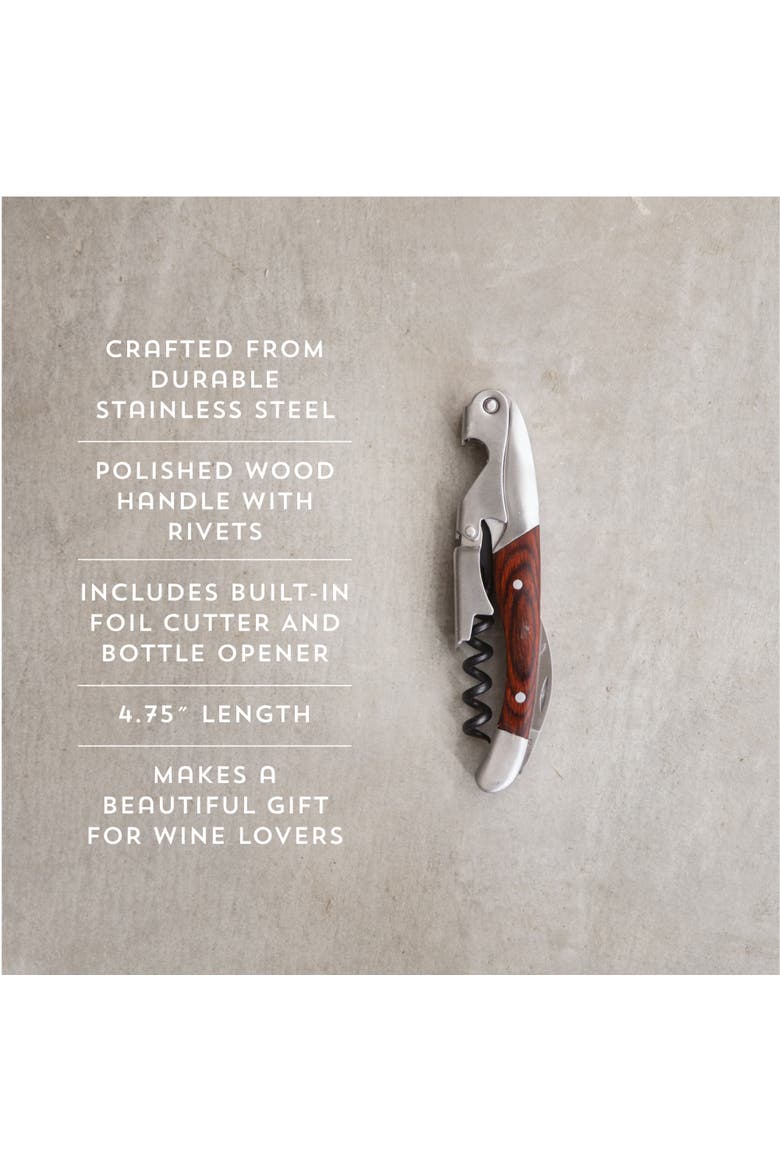 Wooden Handled Double-Hinged Corkscrew, Alternate, color, Wood