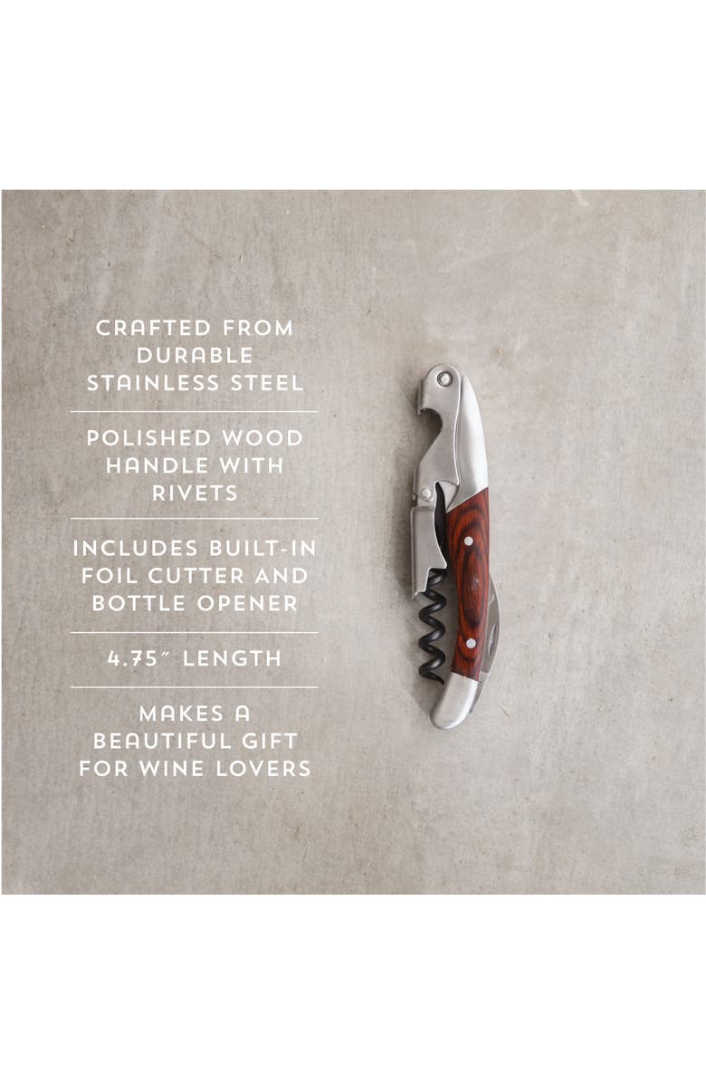 TWINE Wooden Handled Double-Hinged Corkscrew, Alternate, color,