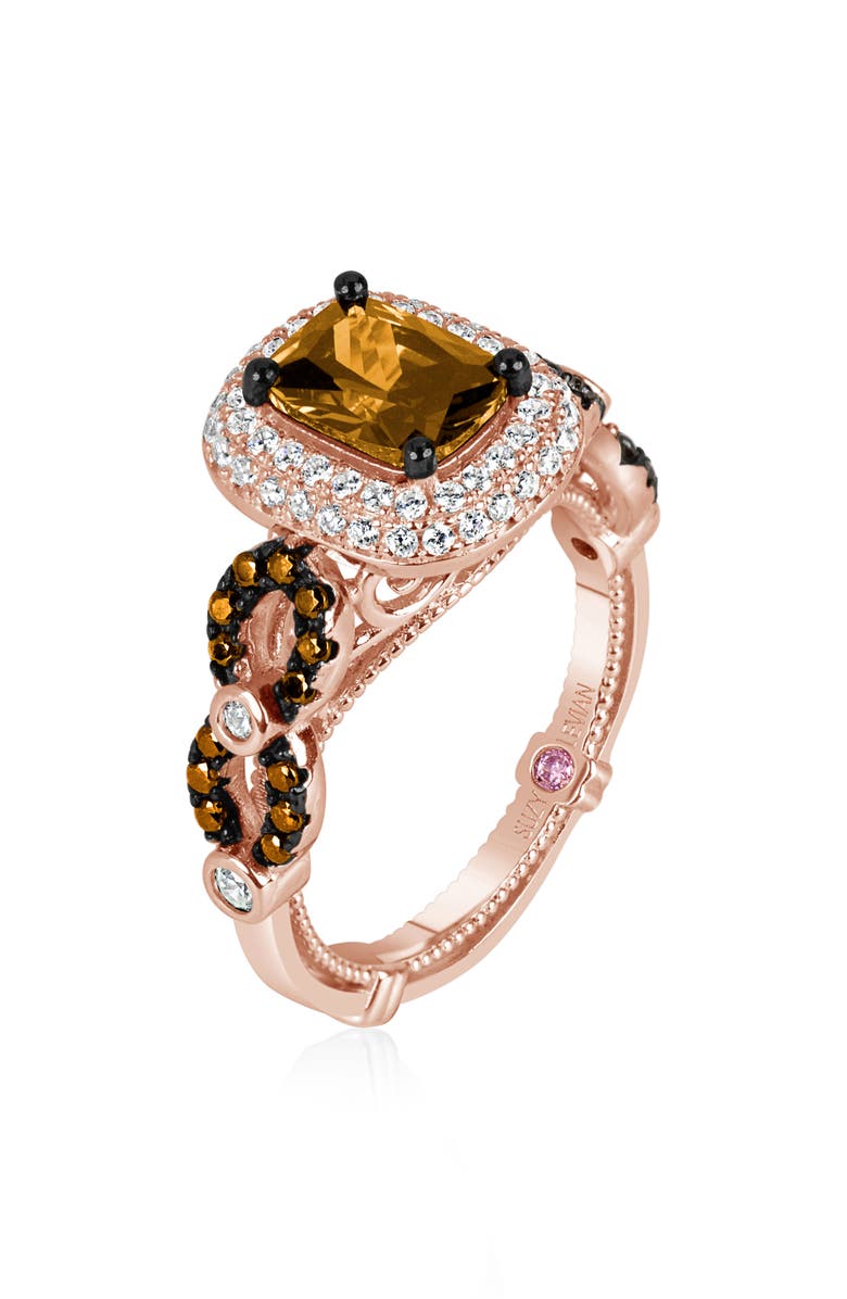 SUZY LEVIAN CZ Engagement Ring, Alternate, color, Light Brown