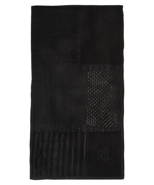 Ralph Lauren Lauren Pointelle Patchwork Wrap In Black