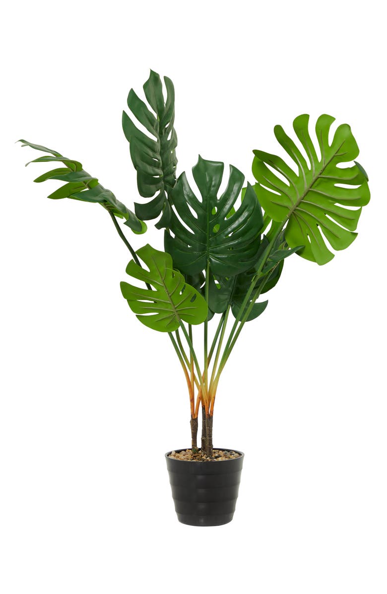 GINGER BIRCH STUDIO Green Faux Foliage Potted Artificial Monstera Tree, Alternate, color,