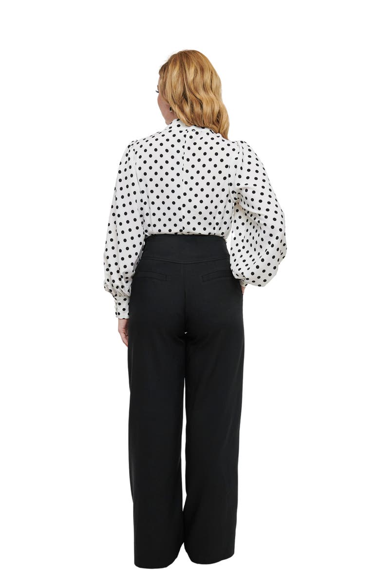 Unique Vintage Double Belt Woven Pants, Alternate, color, Black