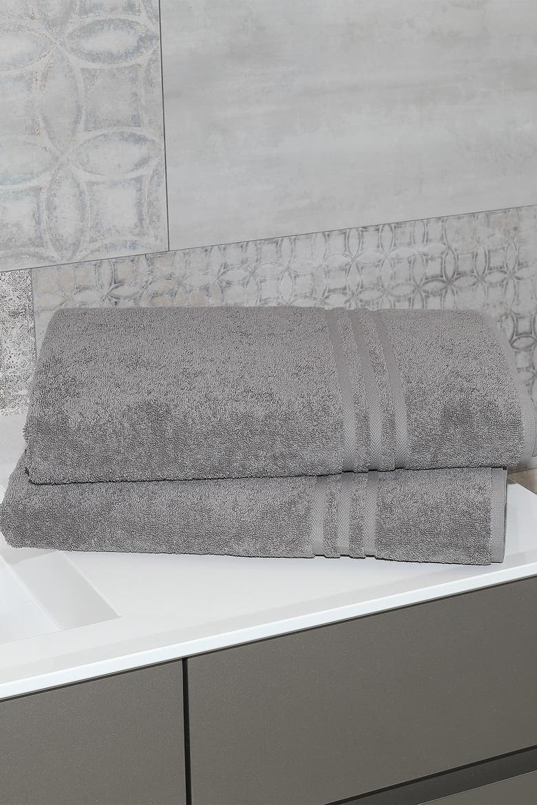 Denzi Bath Sheet - Set of 2 - Dark Grey, Alternate, color, DARK GREY