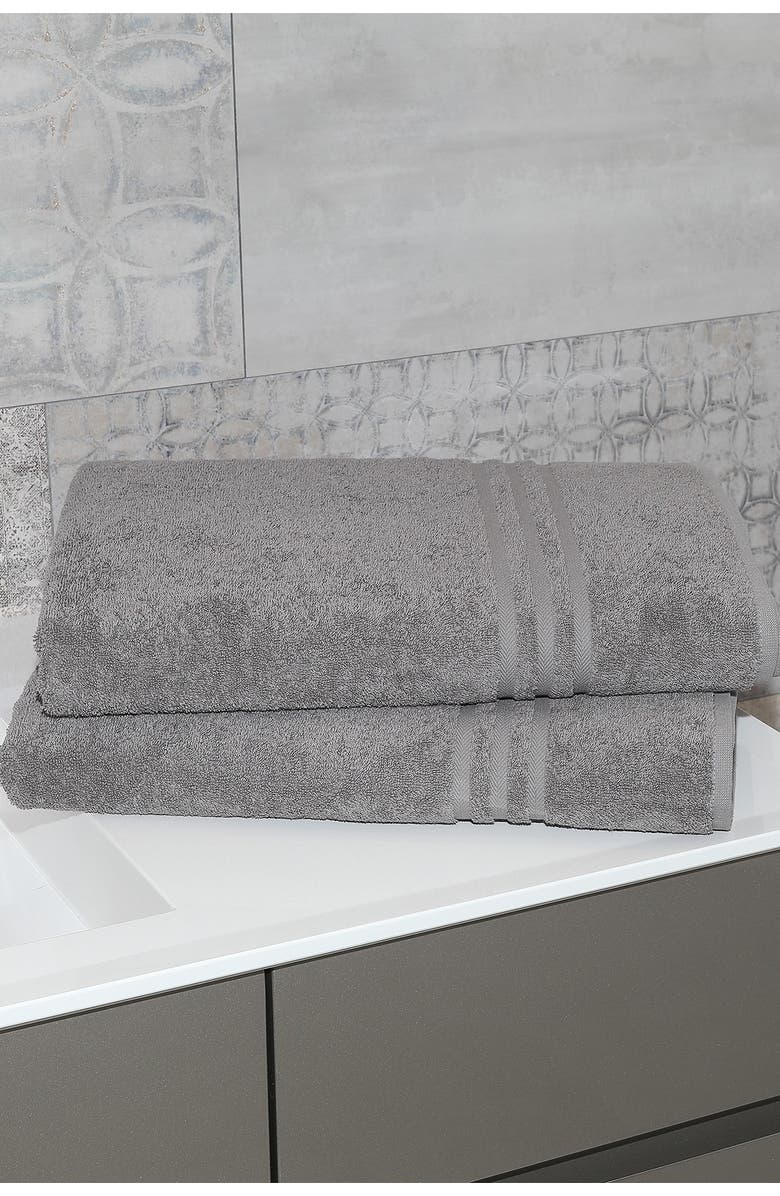 Linum Home Textiles Denzi Bath Sheet - Set of 2 - Dark Grey, Alternate, color, Dark Grey