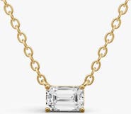 SEREIA OFFICIAL 14K Gold 0.25 ct Lab Grown Emerald Shape Diamond Pendant