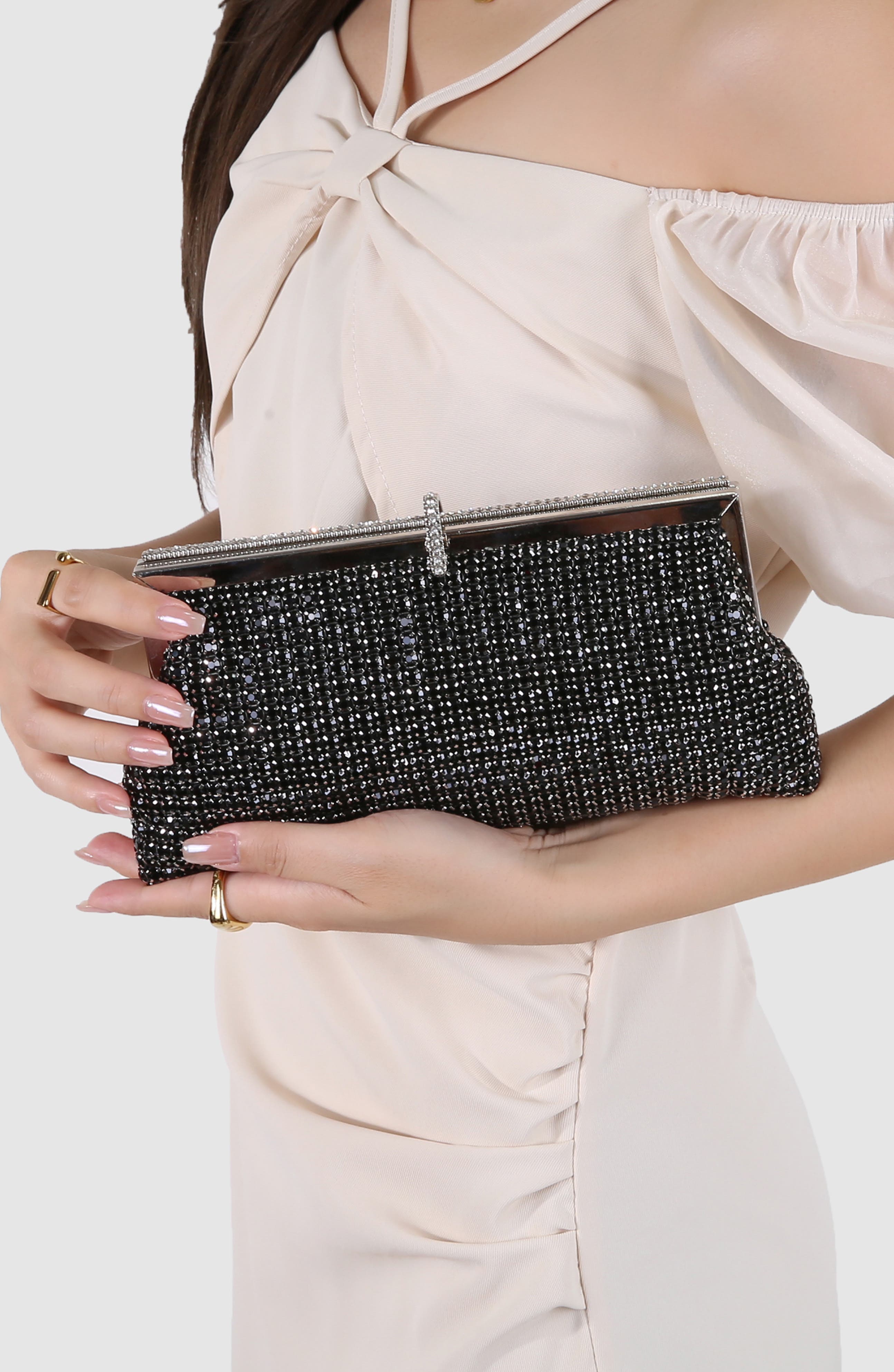 BERNESS Rhinestone Evening Bag, Alternate, color, Black