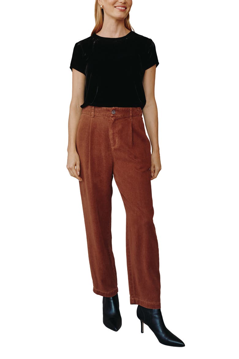Single Pleat Wide Leg Pants, Alternate, color, HONEY OAK