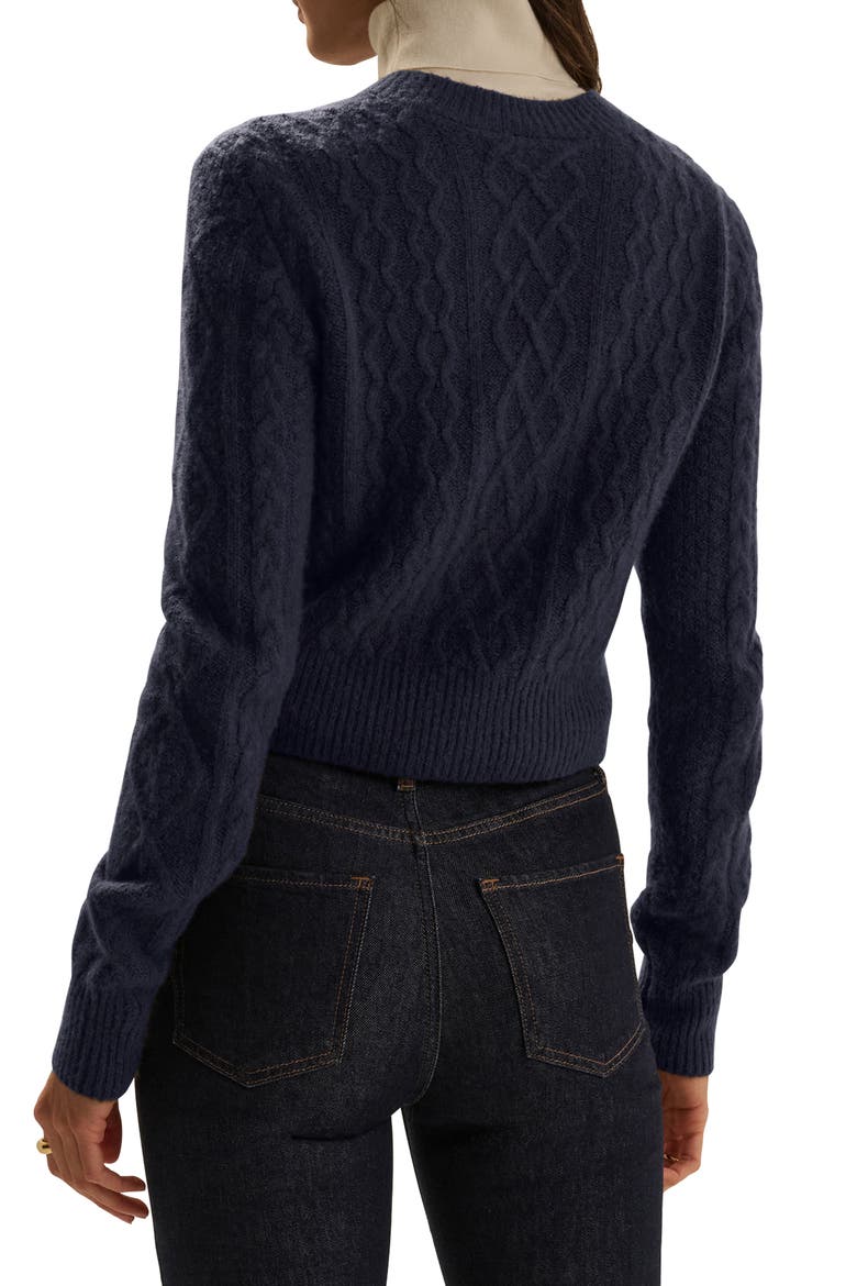 The Eleanor Merino Wool & Cashmere Blend Crop Cardigan, Alternate, color, NAVY