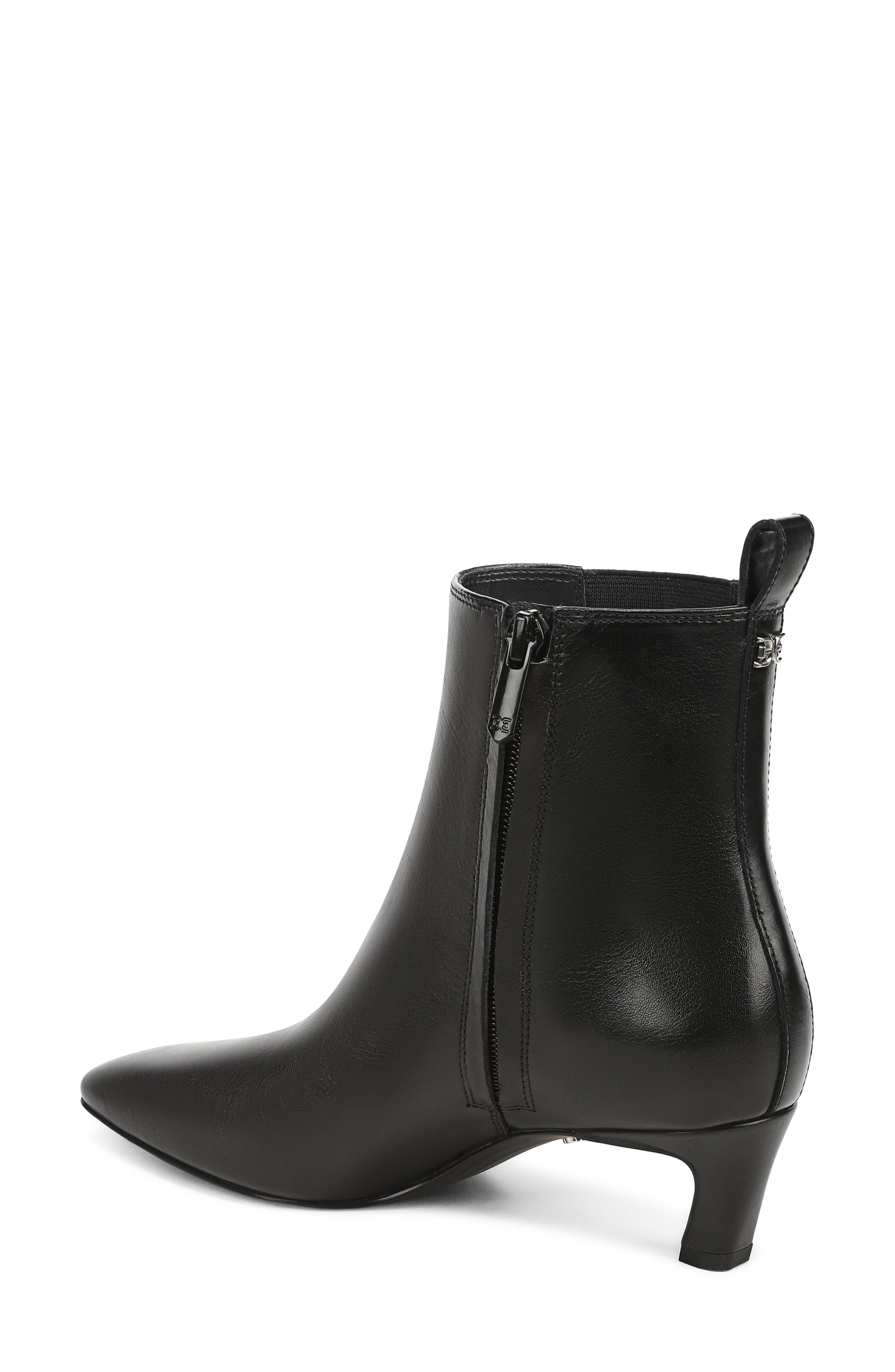 Peony Leather Chelsea Bootie, Alternate, color, BLACK