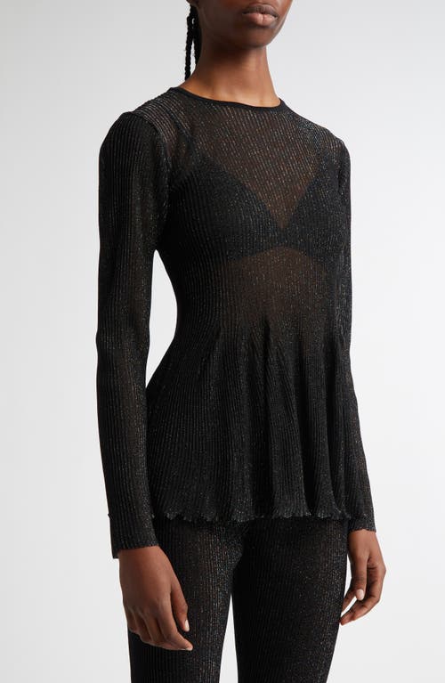 Cfcl Hypha Lucent Glitter Pintuck Flare Top In Black-multi