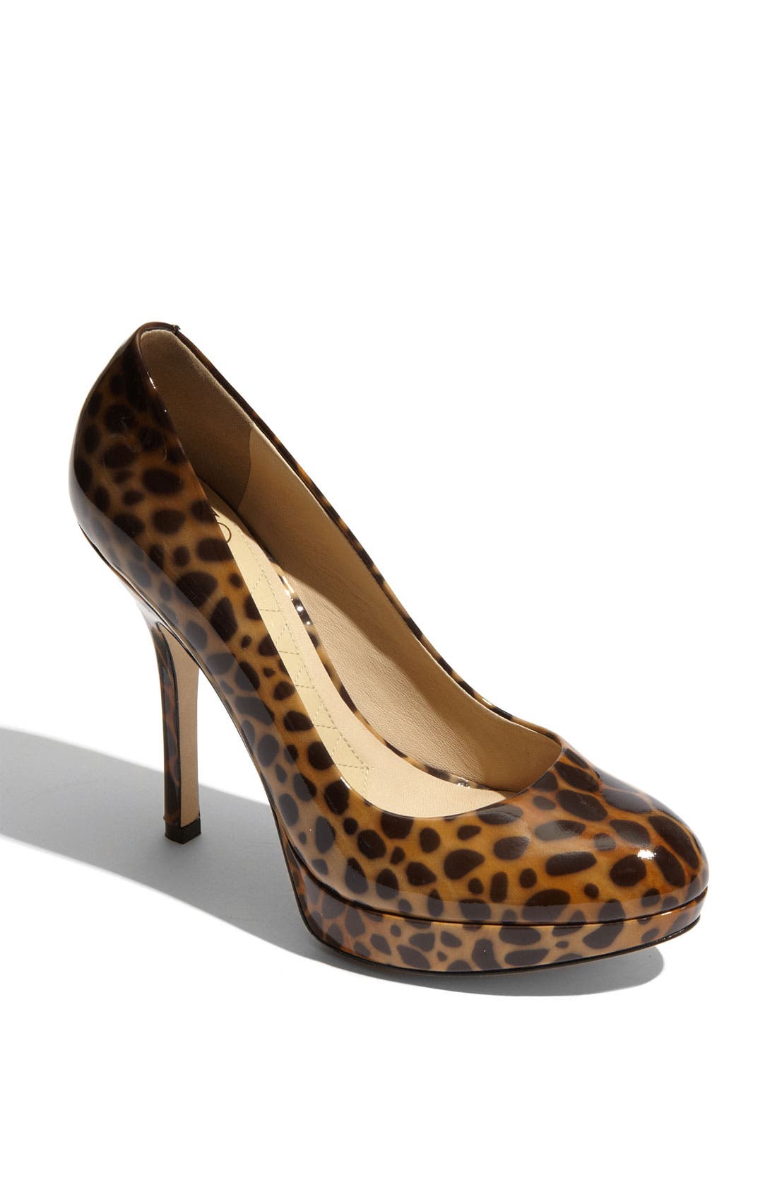 'Flipp' Animal Print Patent Leather Pump, Main, color, OCELOT HONEY