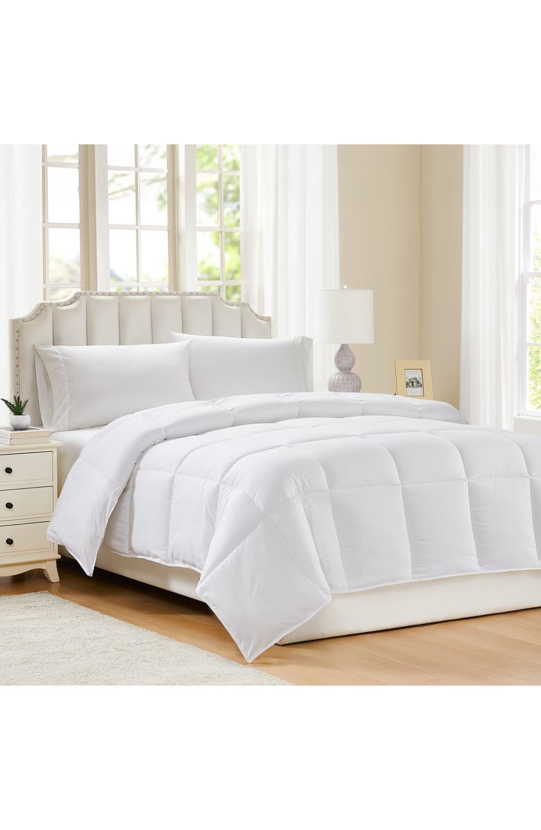 Modern Threads Reversible Microfiber Comforter, Main, color, White Square
