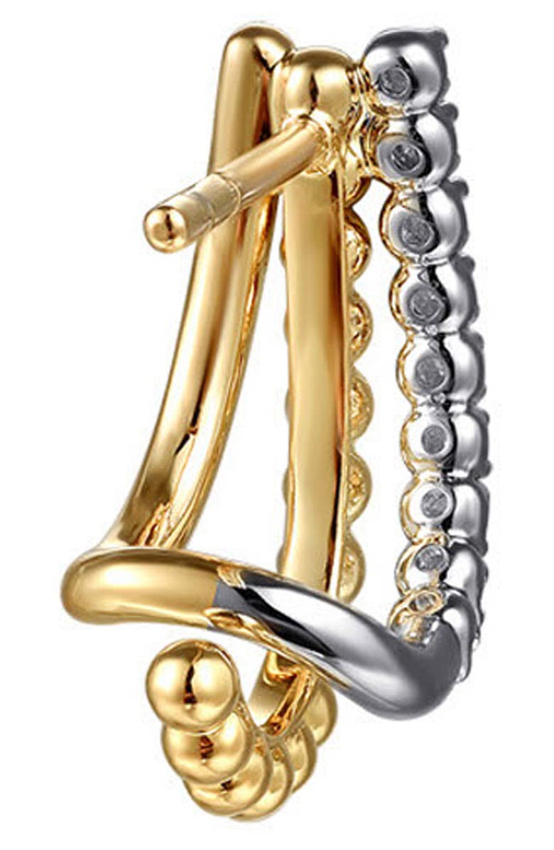 Gabriel & Co. Bujukan Beaded Layered J-Hoop Earrings, Alternate, color, Two Tone