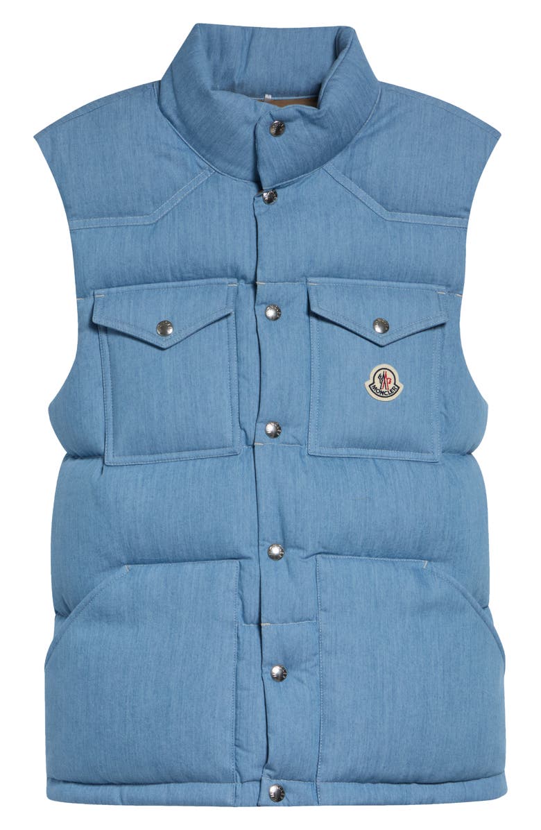 Moncler Ervional Denim Down Puffer Vest, Main, color, Coronet Blue