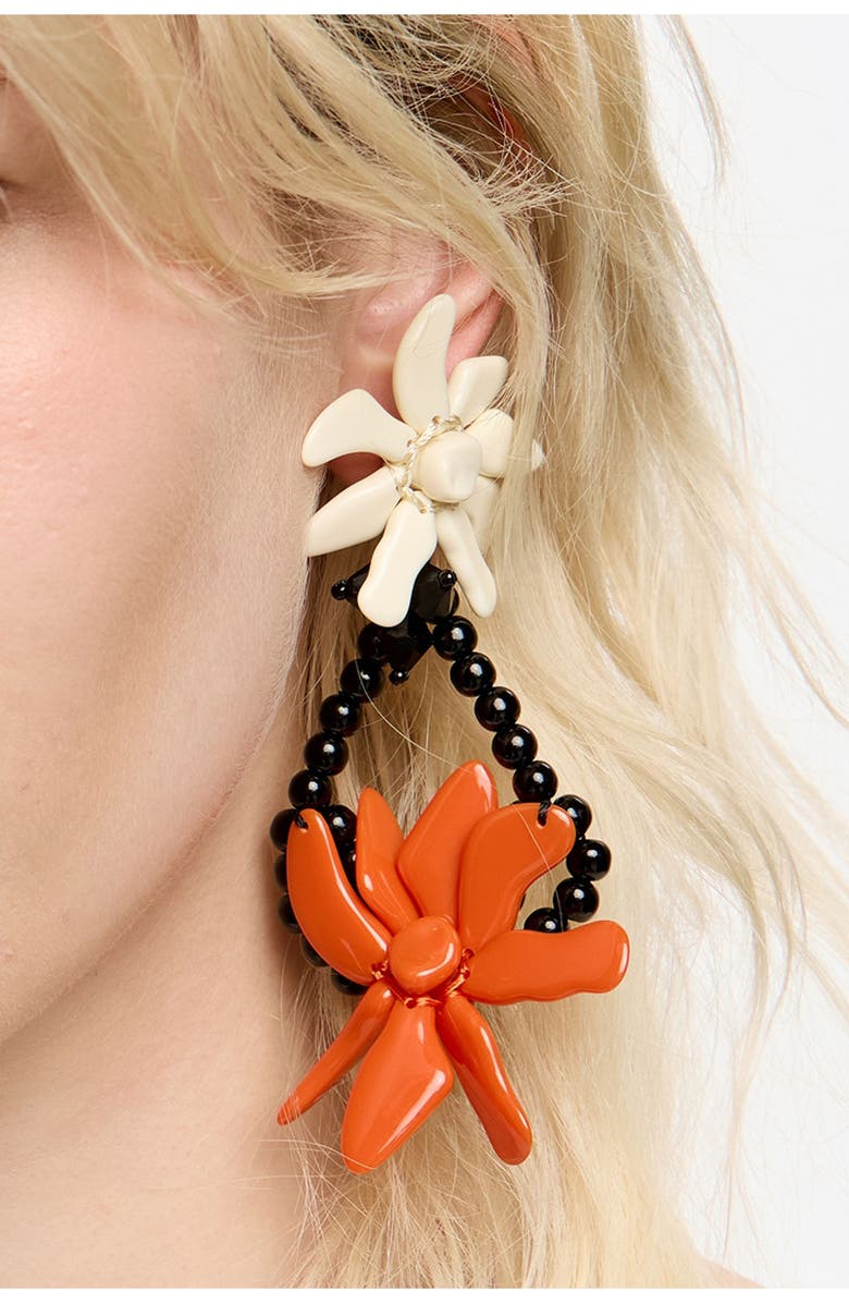 Bimba y Lola Flowers Earrings, Alternate, color, Orange