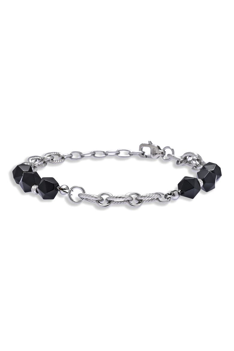 Men's Jaxon Agate Beaded Chain Bracelet, Main, color, SILVER