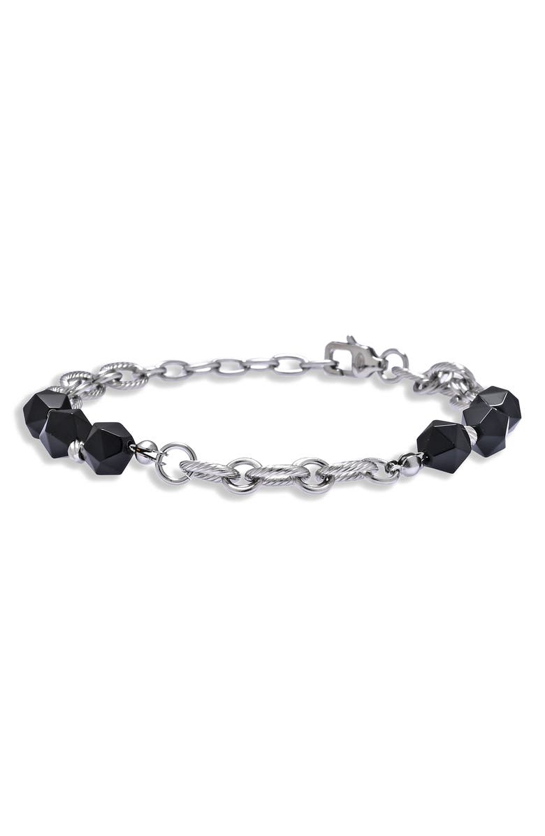EYE CANDY LOS ANGELES Men's Jaxon Agate Beaded Chain Bracelet, Main, color, Silver