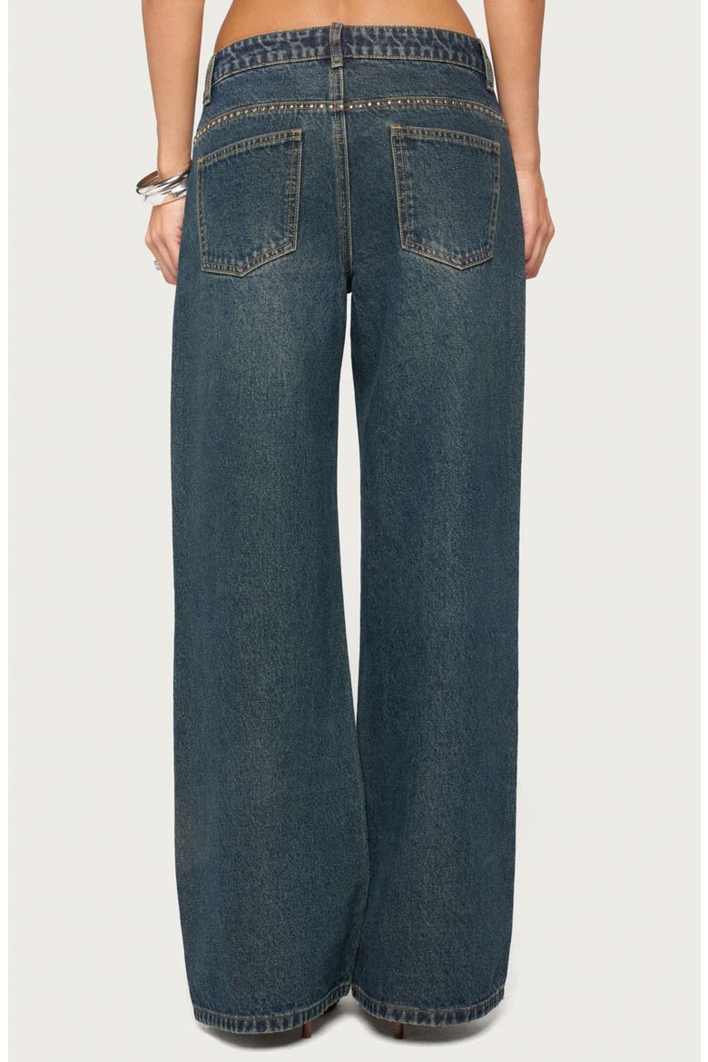 Rhinestone Graphic Low Rise Wide Leg Jeans, Alternate, color, TWILIGHT-BLUE