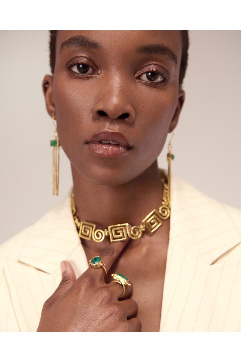 Megara Geometric Spiral Necklace, Alternate, color, Brass