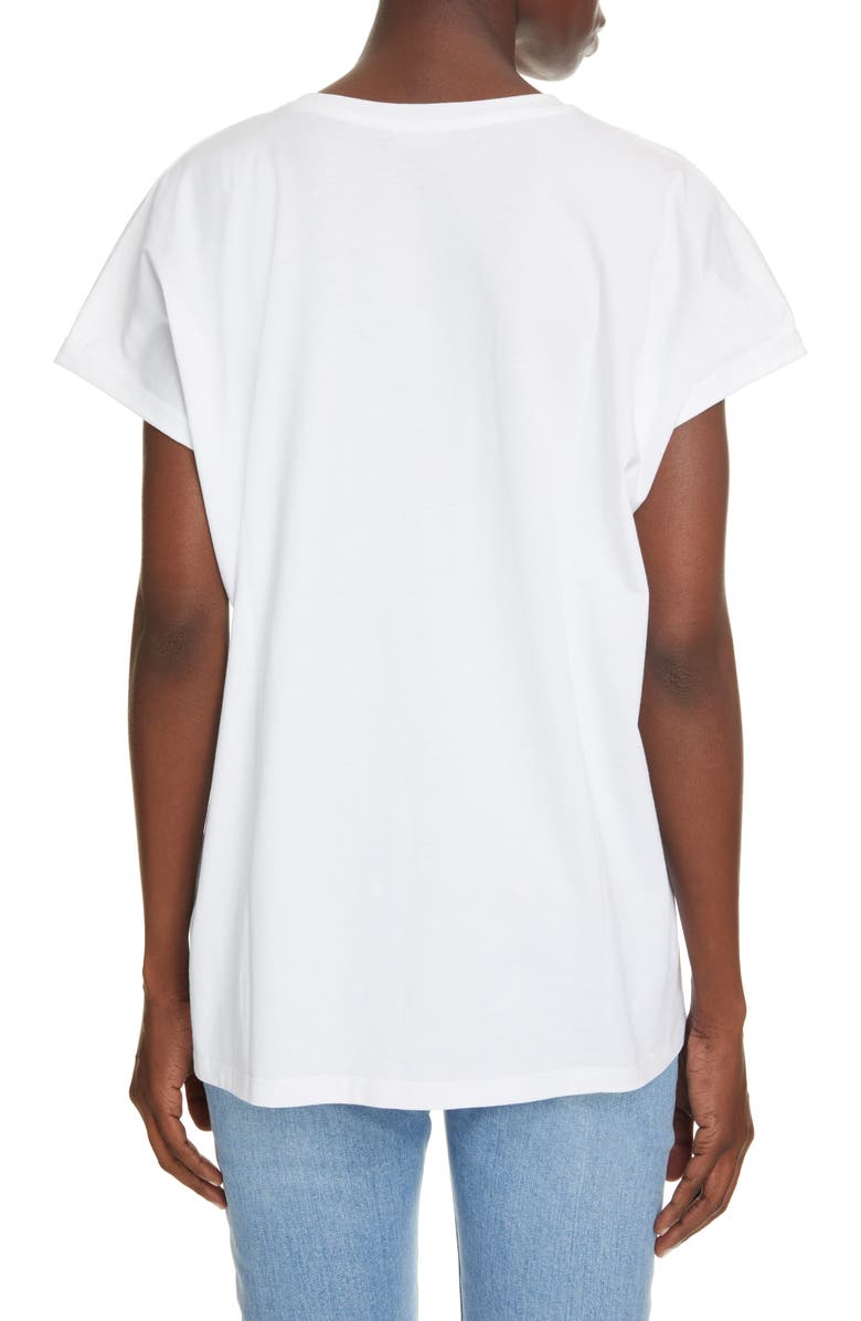 Balmain Crystal Logo Cotton T-Shirt, Alternate, color, 