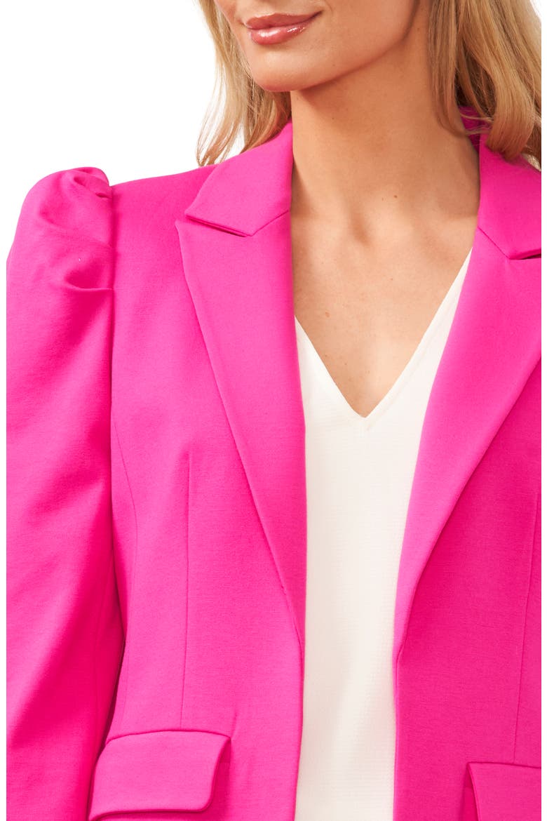Puff Shoulder Open Front Ponte Blazer, Alternate, color, GARDEN ROSE