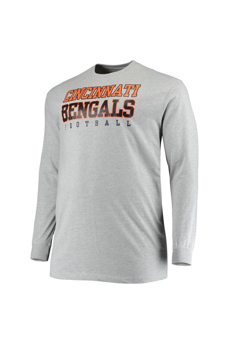 Men's Fanatics Branded Heathered Gray Cincinnati Bengals Big & Tall Practice Long Sleeve T-Shirt, Alternate, color, Heather Gray