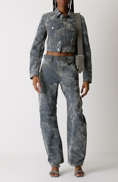 Alexander Wang Flocked Cloud Print Low Rise Balloon Jeans