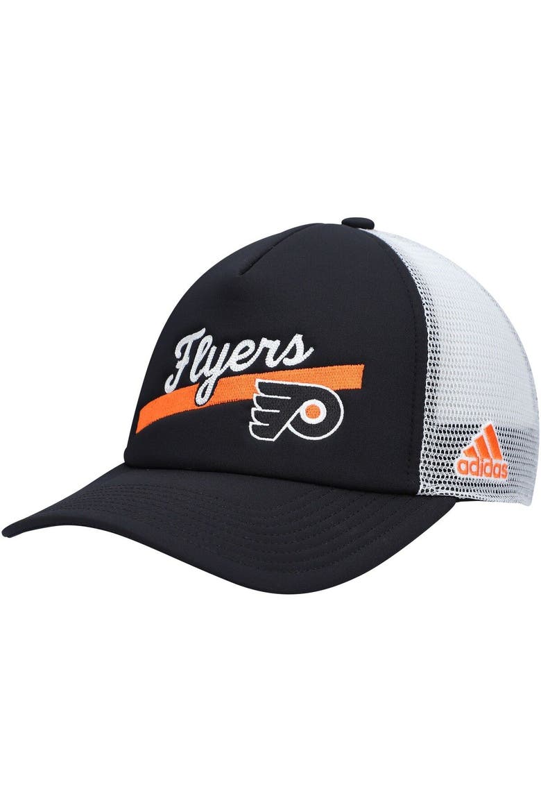 Women's adidas Black/White Philadelphia Flyers Foam Trucker Snapback Hat, Main, color, BLACK