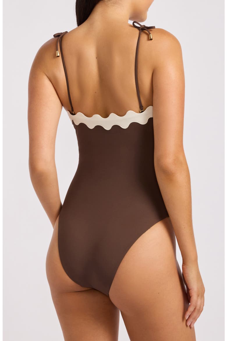 Rickrack One-Piece Swimsuit, Alternate, color, DARK CHOCOLATE