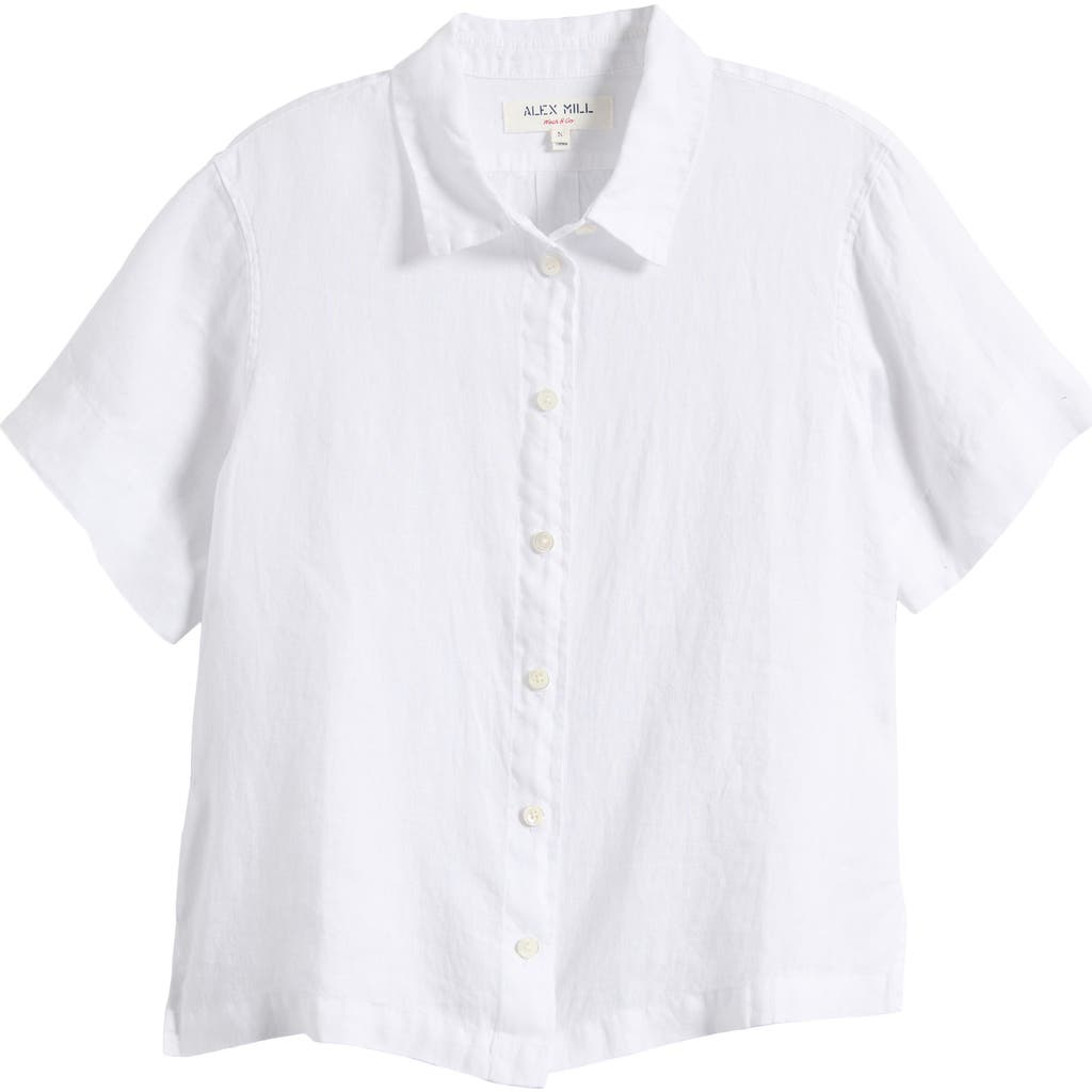 Alex Mill Izzy Button Front Linen Shirt In White
