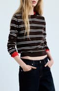 MANGO Stripe Crewneck Sweater