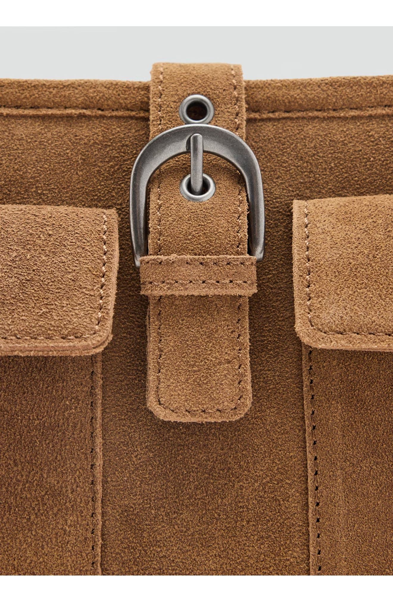 Suede Buckle Shoulder Bag, Alternate, color, SAND