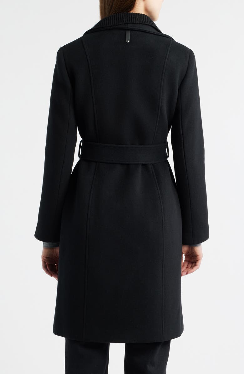 Mackage Norita Belted Double Face Wool Coat with Wool Blend Bib, Alternate, color, Black