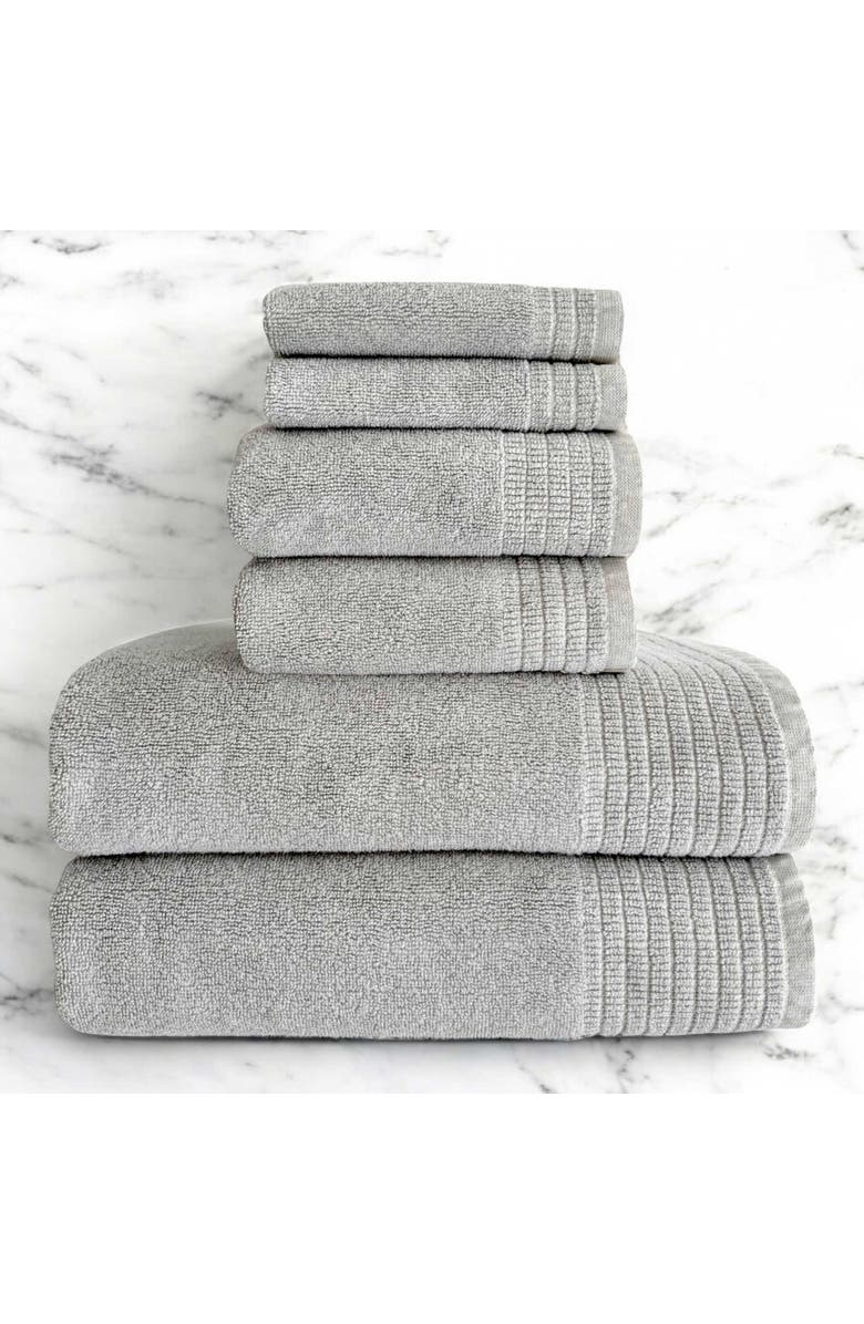 BedVoyage Viscose Odor & Mildew Resistant Spa Towel Collection, 6pc Set, Main, color, Stone