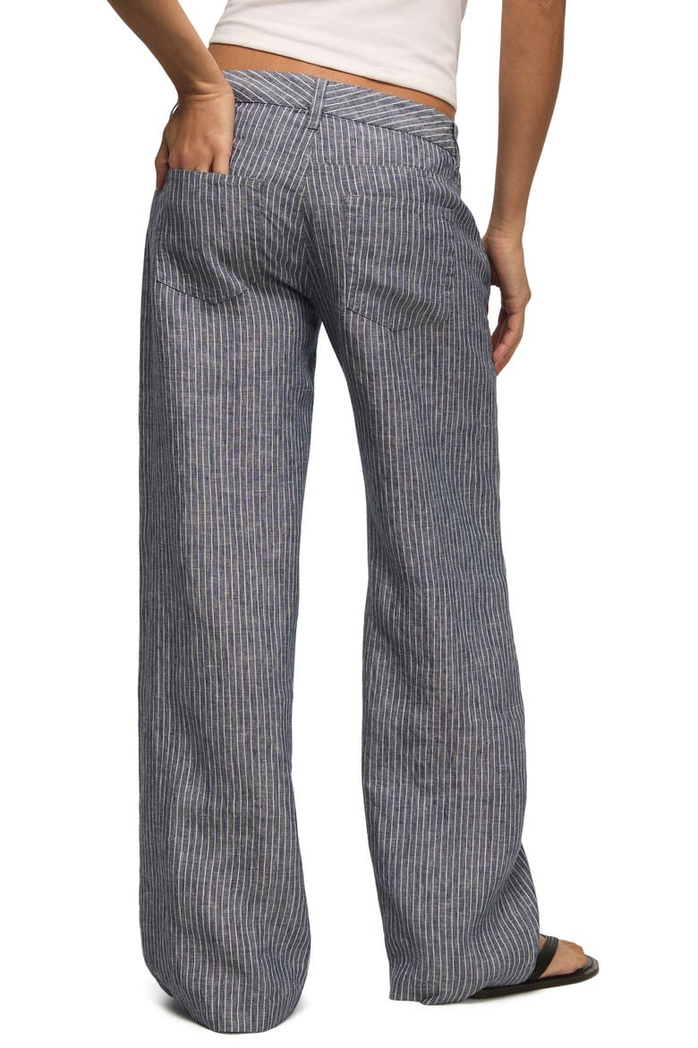 Stripe Linen Baggy Wide Leg Pants, Alternate, color, NAVY STRIPE