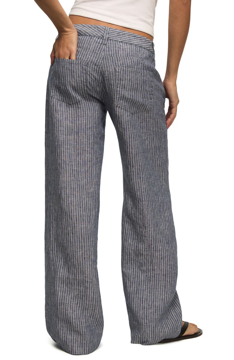 Lucky Brand Stripe Linen Baggy Wide Leg Pants, Alternate, color, Navy Stripe