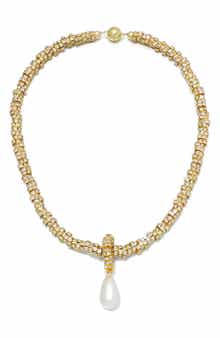 Crystal Collar Necklace with Imitation Pearl