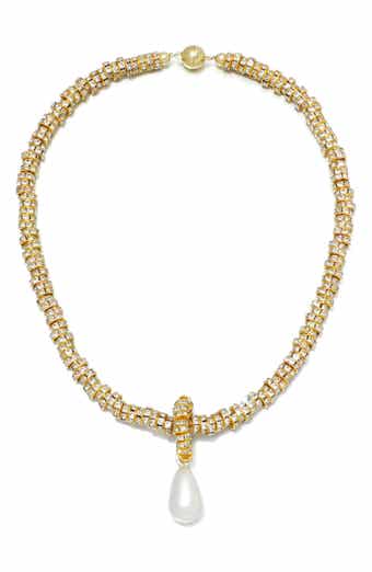 Crystal Collar Necklace with Imitation Pearl
