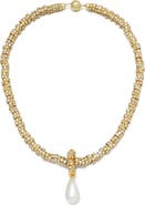 Adornia Crystal Collar Necklace with Imitation Pearl