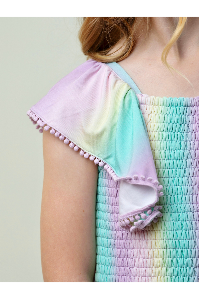 Mermaid Breeze Ombre Ruffle Romper, Alternate, color, Blue-Green