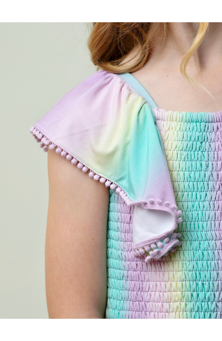 Mia Belle Girls Mermaid Breeze Ombre Ruffle Romper, Alternate, color, Blue-Green