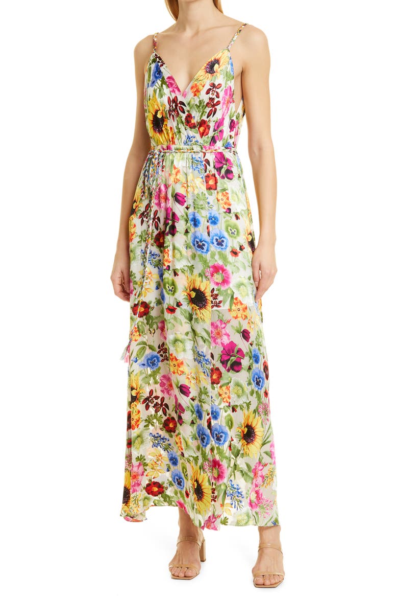 Samantha Floral Faux Wrap Dress, Main, color, SUNDAY STROLL