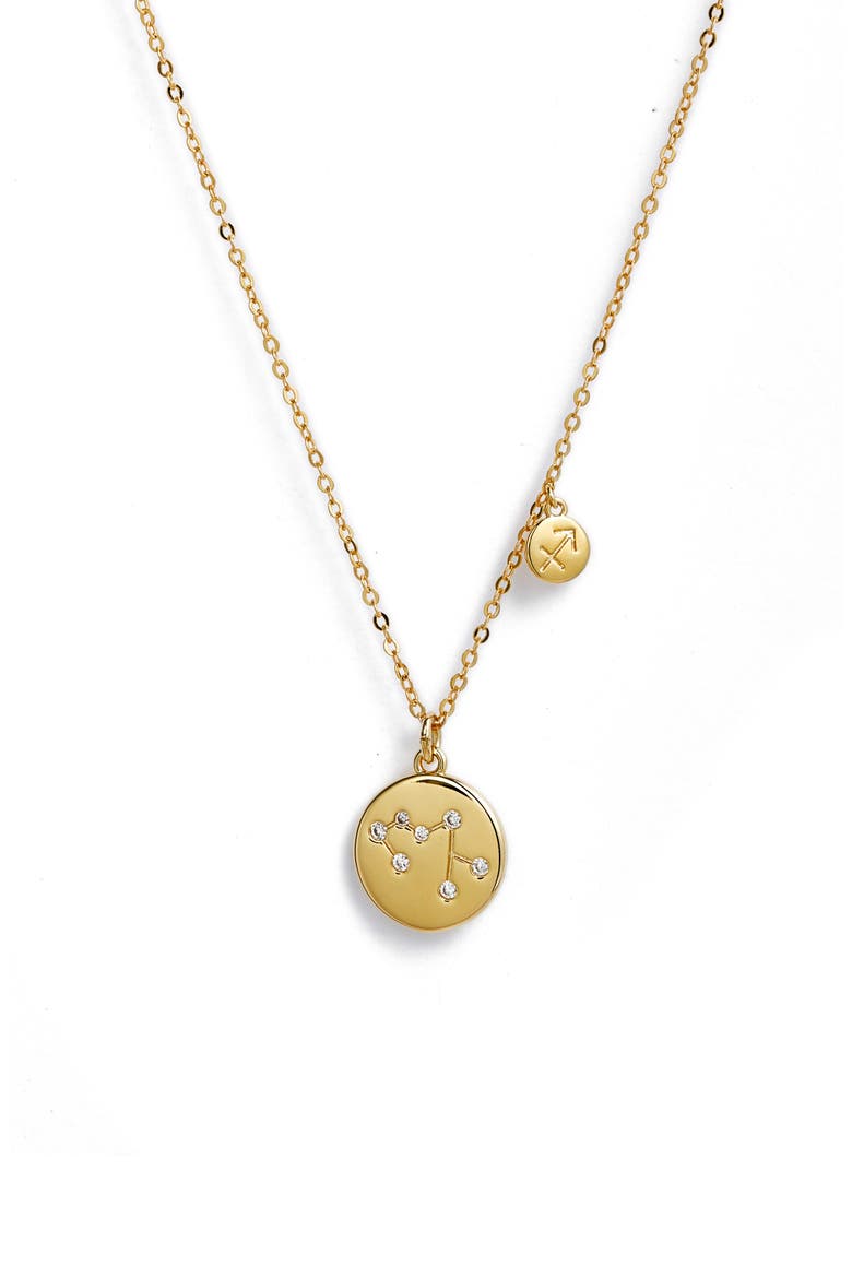 Zodiac Disc Pendant Necklace, Main, color, SAGITTARIUS- GOLD